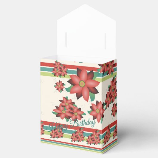 doos met bloemen en strepen bedankdoosjes (Geopend)