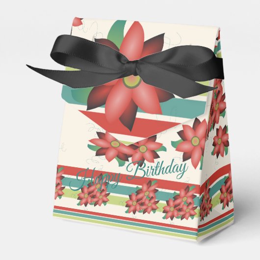 doos met bloemen en strepen bedankdoosjes (Voorkant Zijde)