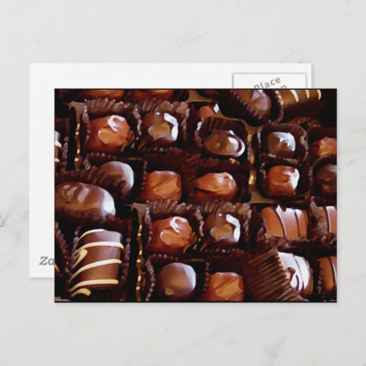 Doos met chocolade, met een Snoep met verklikkerch Briefkaart (Voorkant / Achterkant)