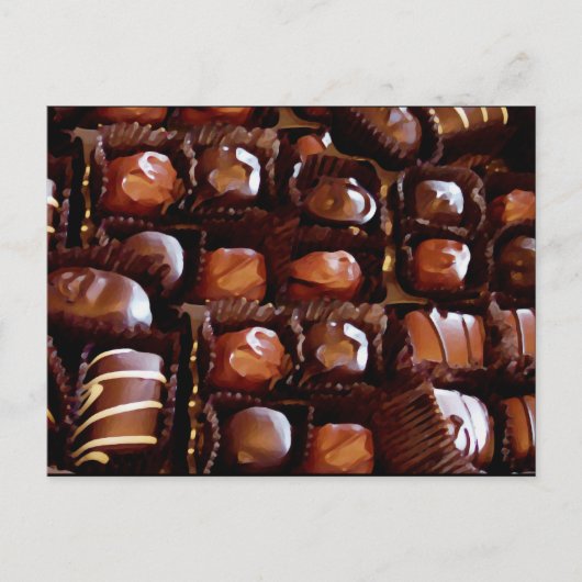 Doos met chocolade, met een Snoep met verklikkerch Briefkaart (Voorkant)