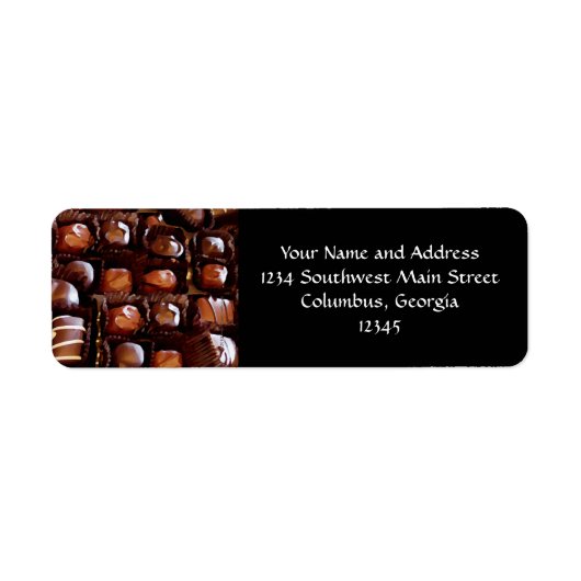 Doos met chocolade, met een Snoep met verklikkerch Etiket (Voorkant)