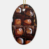 Doos met chocolade, met een Snoep met verklikkerch Keramisch Ornament (Links)