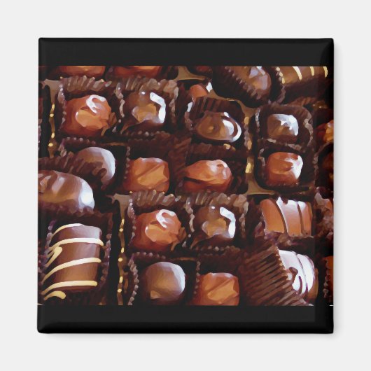 Doos met chocolade, met een Snoep met verklikkerch Magneet (Voorkant)