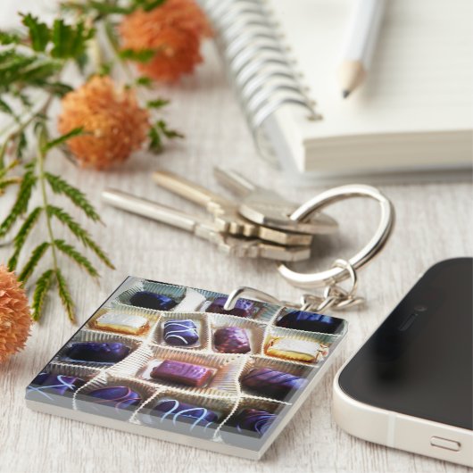 Doos met chocolade sleutelhanger (Voorkant Rechts)