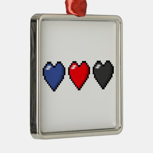 Doos met drie polyamory gepride vlagPixel Metalen Ornament (Rechts)