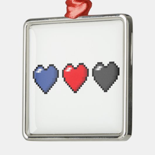Doos met drie polyamory gepride vlagPixel Metalen Ornament (Links)