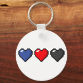 Doos met drie polyamory gepride vlagPixel Sleutelhanger (Voorkant)