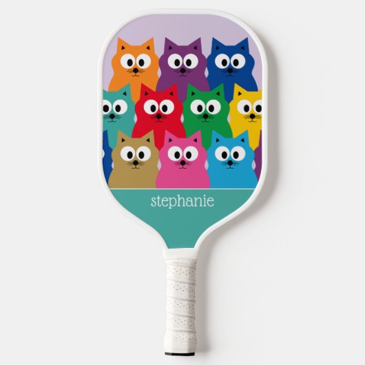 Doos met het kleurrijke Cartoon Kitty Cats Pattern Pickleball Paddle (Achterkant)