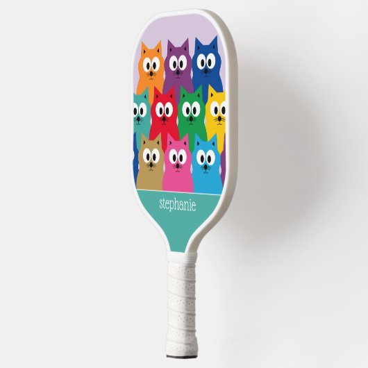 Doos met het kleurrijke Cartoon Kitty Cats Pattern Pickleball Paddle (Links)