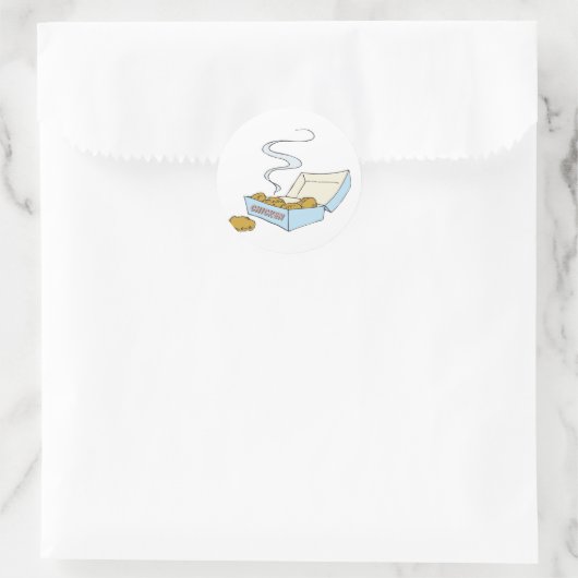 doos met kipnuggets ronde sticker (Tas)