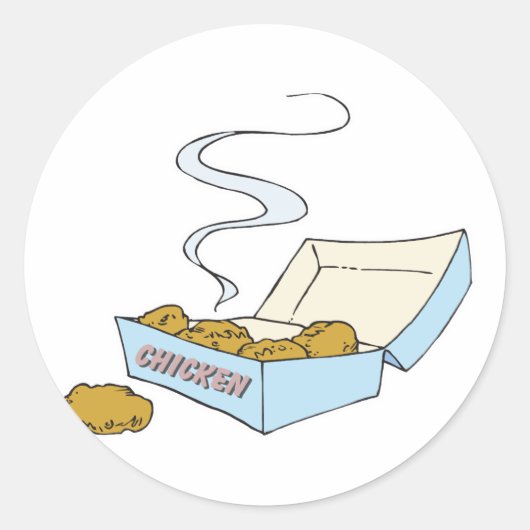 doos met kipnuggets ronde sticker (Voorkant)