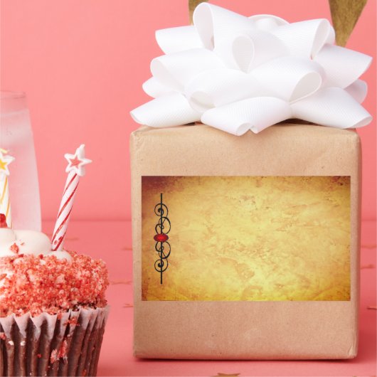 DOOS MET Leder- EN rubyprofiel Rechthoekige Sticker (Feest)