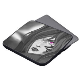 Doos met oorlogsmotief in de ogen van de fuchsia laptop sleeve