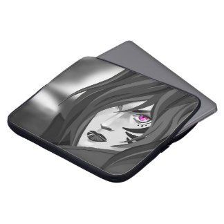 Doos met oorlogsmotief in de ogen van de fuchsia laptop sleeve
