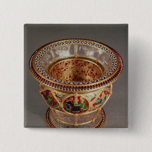 Doos met plique-a-jour en cloisonne vierkante button 5,1 cm