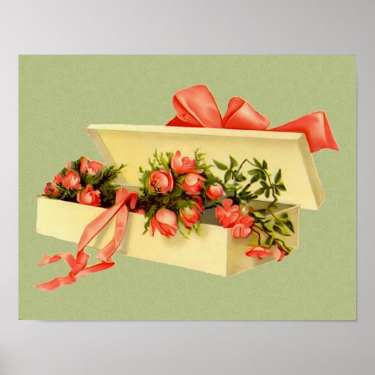 Doos met roze Roses Bouquet Art Poster (Voorkant)