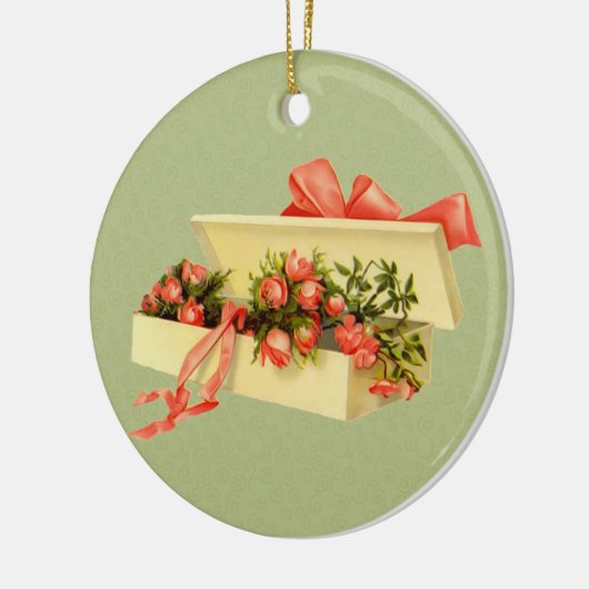 Doos met Rozen  kunstversiering Keramisch Ornament (Links)