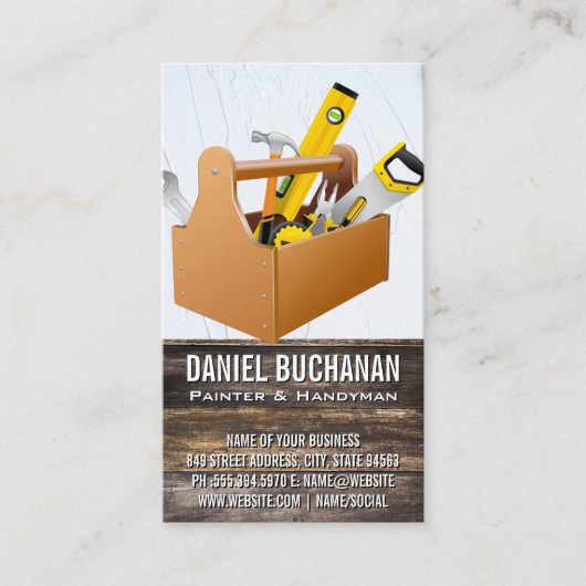 Doos met snijpad | Hout en rugzak Visitekaartje (Voorkant)