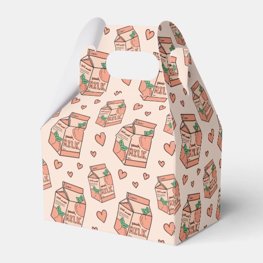 Doos met volle peach-melk bedankdoosjes (Achterkant)