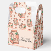 Doos met volle peach-melk bedankdoosjes (Geopend)