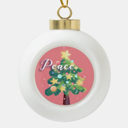 Doos met vredescapsule - kerstboomroze keramische bal ornament (Voorkant)