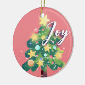 Doos met vreugde en kerstboom roze keramisch ornament (Links)