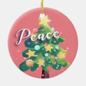 Doos met vreugde en kerstboom roze keramisch ornament (Achterkant)