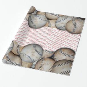 Doos van Baseballs - Voeg drie foto's Cadeaupapier