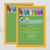 Doos van Crayons Kleuterschool Party Kaart (Voorkant / Achterkant)