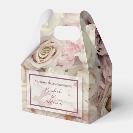 Doos van Rozen Gable Box Wedding Favors Bedankdoosjes (Voorkant Zijde)