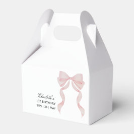 Doos voor cadeaus roze lint 1e verjaardag bedankdoosjes