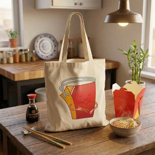 Doosje afhaalmaaltijd met eetstokjes Grappig Aziat Tote Bag