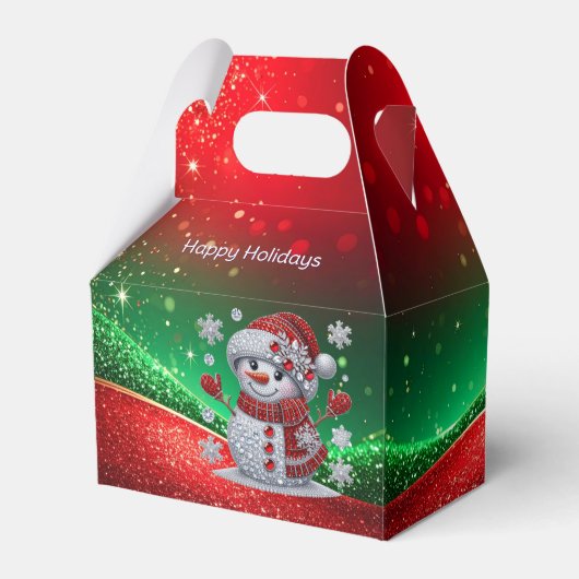 Doosje met nepsiersten sneeuwmannen als cadeautje  (Voorkant Zijde)