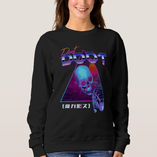 Doot Mr. Skeltal Synthwave Retro Meme Streetwe Trui (Voorkant)
