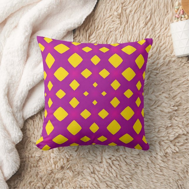 Dopamine Decor Geel Paars Abstract Patroon Kussen (Deken)
