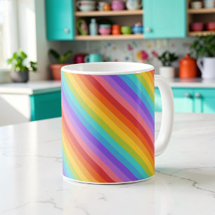 Dopamine Decor Helder Regenboog Strepen Koffiemok