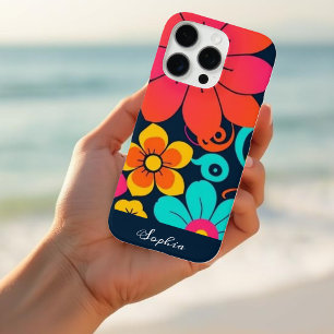 Dopamine Decor – Heldere Funky Flowers-Retro iPhone 16 Pro Hoesje