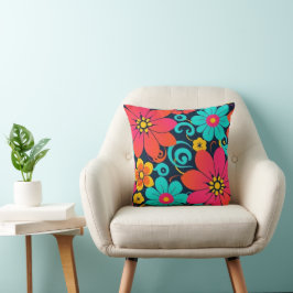 Dopamine Decor – Heldere Funky Flowers-Retro Kussen