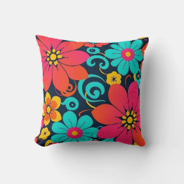 Dopamine Decor – Heldere Funky Flowers-Retro Kussen