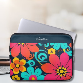 Dopamine Decor – Heldere Funky Flowers-Retro Laptop Sleeve