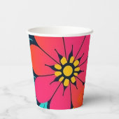 Dopamine Decor – Heldere Funky Flowers-Retro Papieren Bekers (Achterkant)