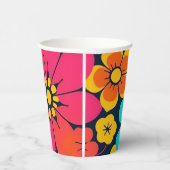 Dopamine Decor – Heldere Funky Flowers-Retro Papieren Bekers (Rechts)