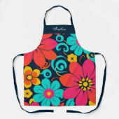 Dopamine Decor – Heldere Funky Flowers-Retro Schort (Voorkant)