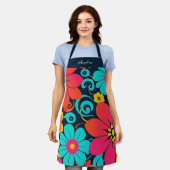 Dopamine Decor – Heldere Funky Flowers-Retro Schort (Gedragen)