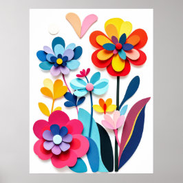 Dopamine Decor Kleurrijke Papieren Gesneden Bloeme Poster