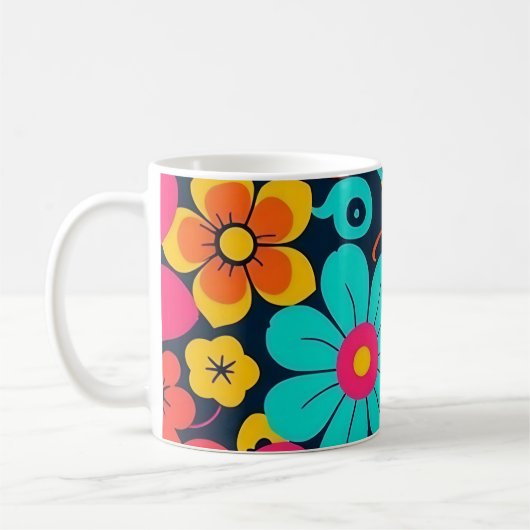 Dopamine Decor Mok – Heldere Funky Flowers-Retro (Links)
