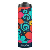 Dopamine Design – Heldere Funky Flowers-Retro Thermosbeker (Voorkant)