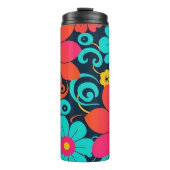 Dopamine Design – Heldere Funky Flowers-Retro Thermosbeker (Voorkant)