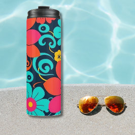 Dopamine Design – Heldere Funky Flowers-Retro Thermosbeker