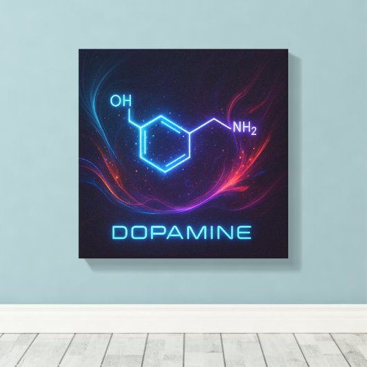 Dopamine energiestroom - Abstracte moleculaire neo Canvas Afdruk (Insitu (Houten vloer))